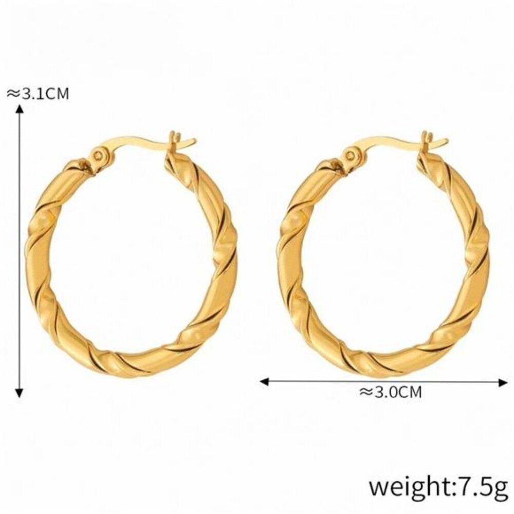 18K Gold-Plated Hoop Earrings - Picture 2 of 5